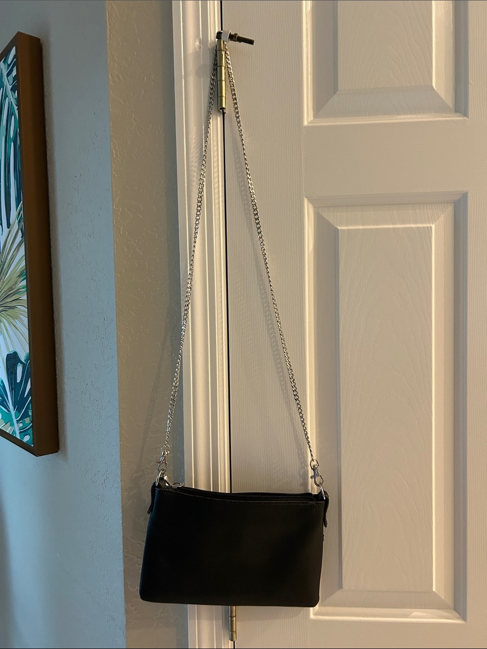 Classic Black  Crossbody Bag with Chain Strap or hand strap